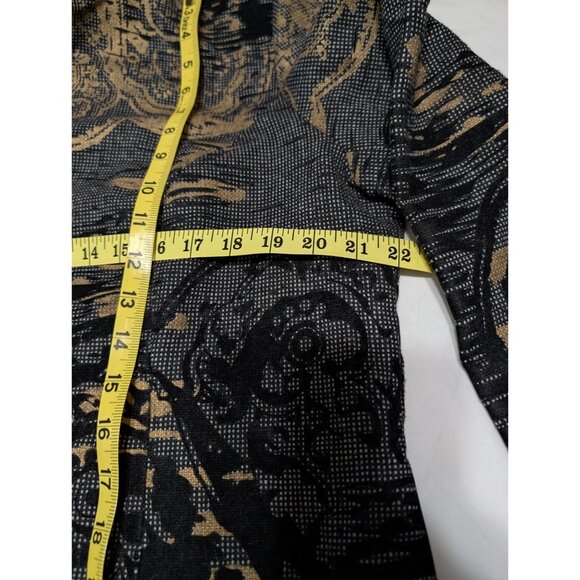 Chico’s Size 2 Long Tapestry Damask Jacket Coat Black Velvet Burnout - Picture 10 of 13